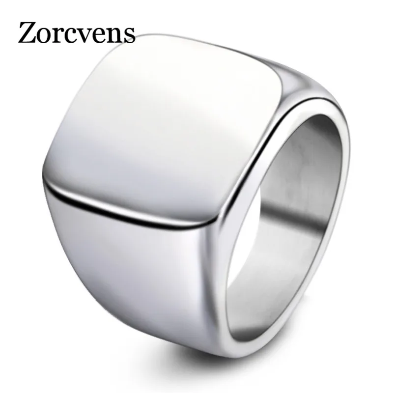 

ZORCVENS New Fashion Punk Vintage Square Big Width Rings Fashion man Finger Men Ring Stainless Steel Jewelry