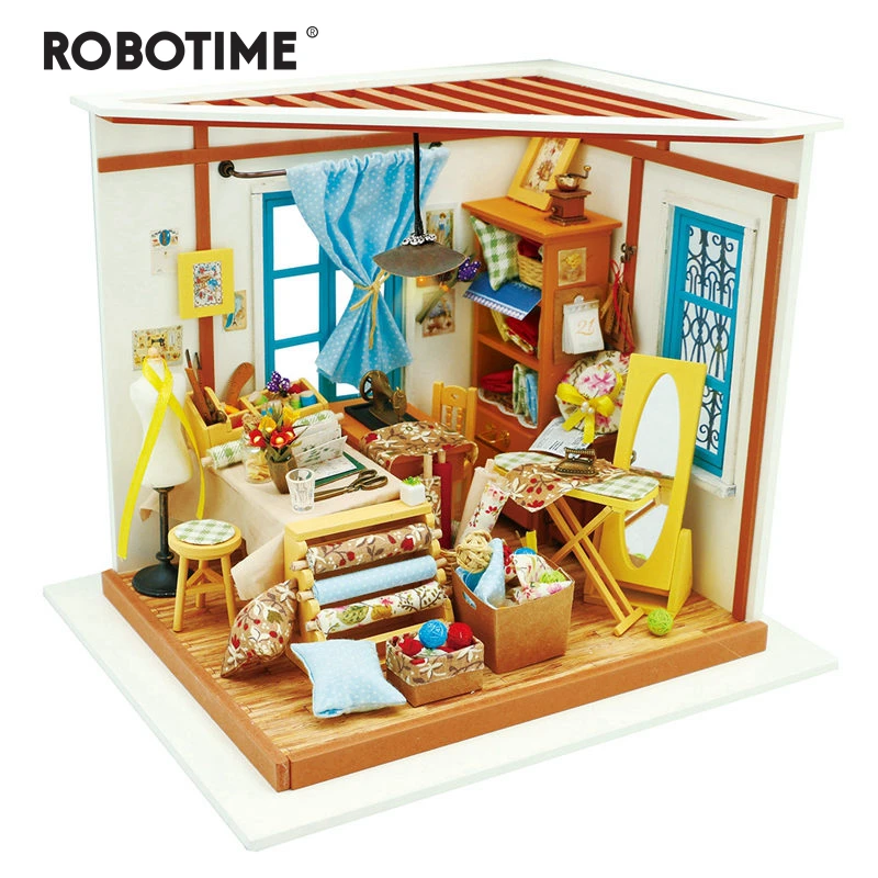 

Robotime DIY Doll House Miniature Wooden Doll House Puzzle Toy Model Building Kit Children Adult Preferred Gift jooyoo