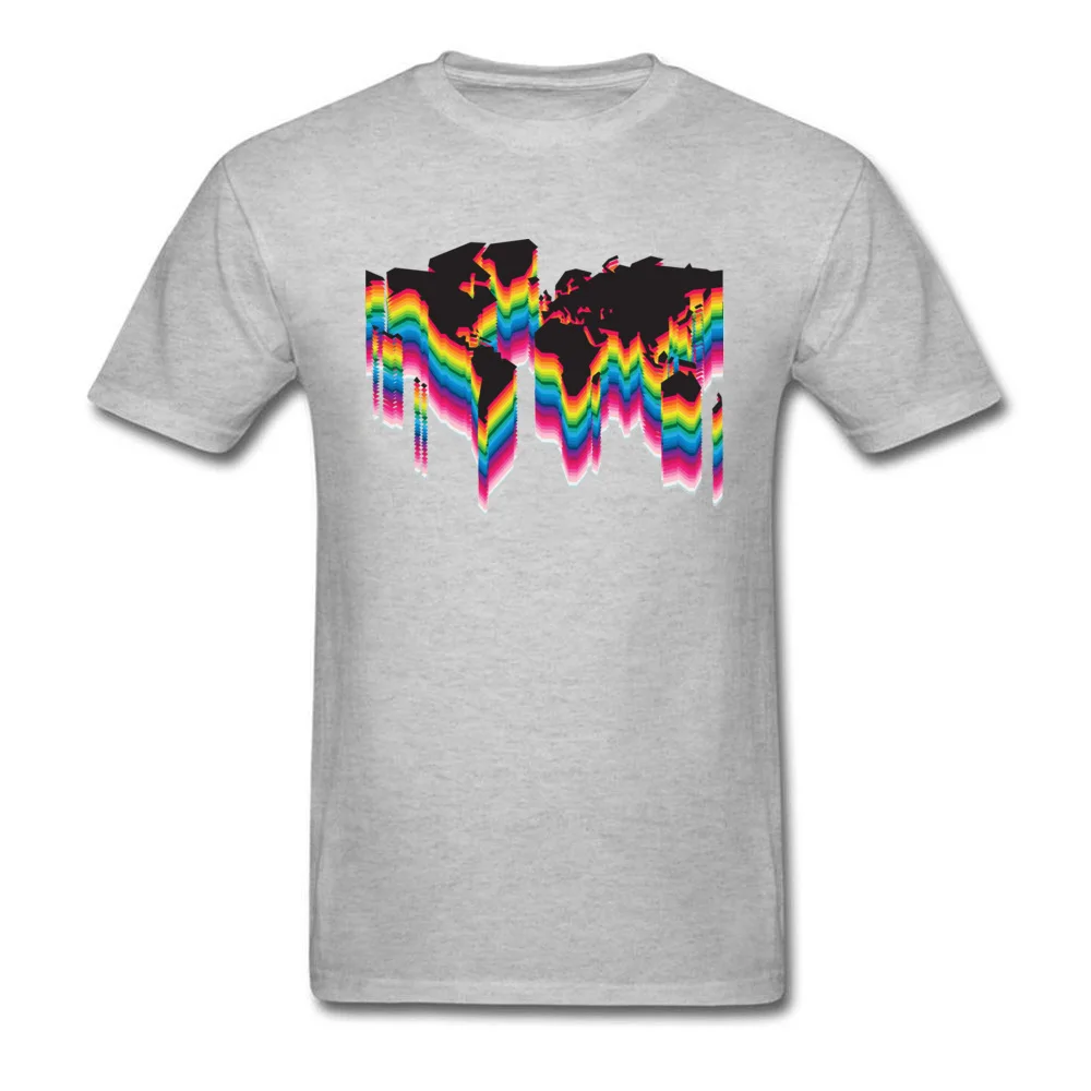 Printing One World Many Colors Crew Neck T Shirts Father Day Tops Tees Short Sleeve for Men Faddish 100% Cotton Top T-shirts One World Many Colors grey