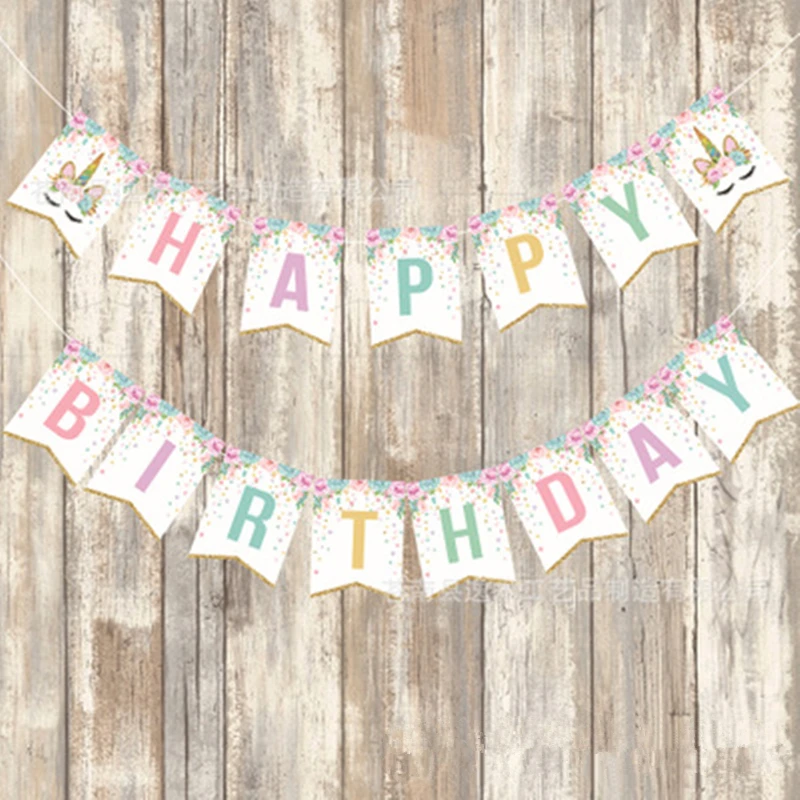 

Glitter Unicorn Happy Birthday Banner Girl Birthday Party Decoration