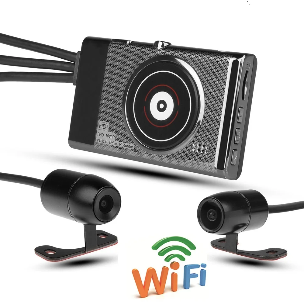 

Motorcycle DVR Wifi Waterproof HD 1080P Dual Lens 3 Inch Screen Motorbike Dashcam Video Recorder With Wired Controller