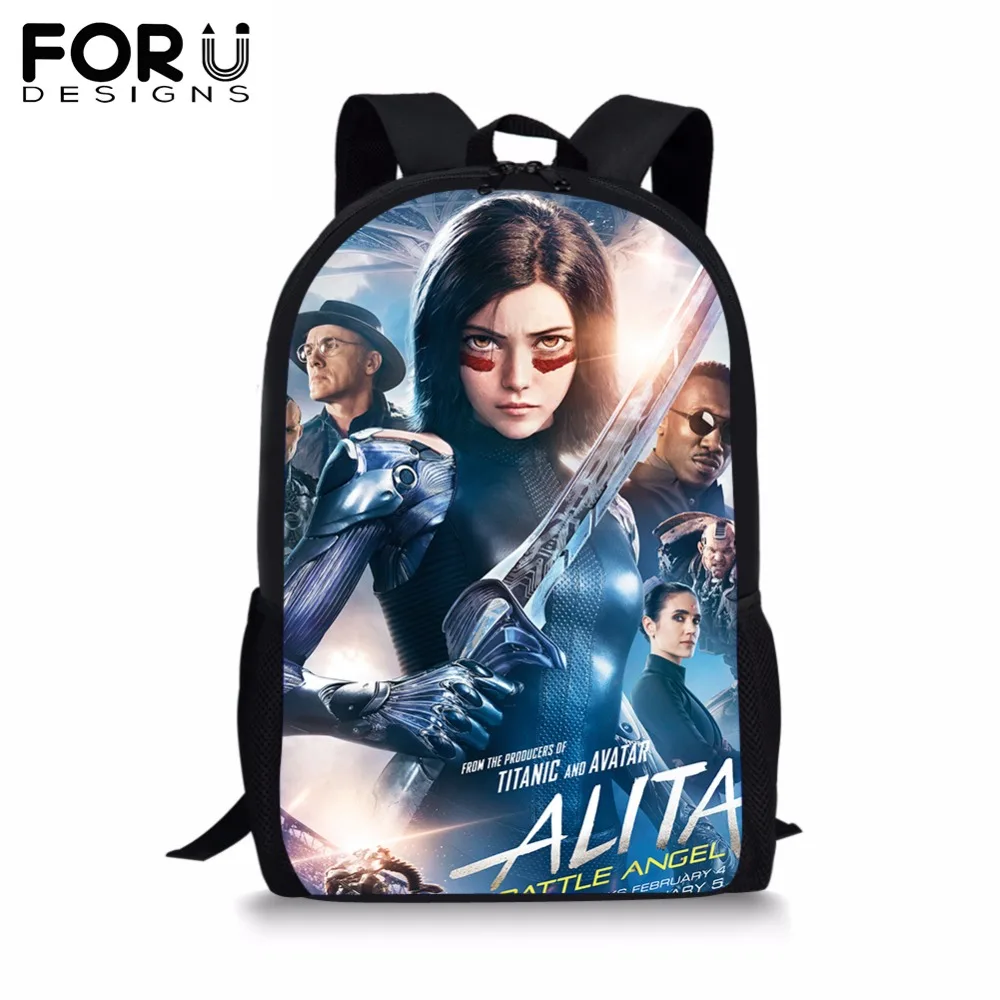 

FORUDESIGNS Alita Battle Angel Printing School Bags For Girls And Boys Cartoon Bookbag Backpacks Men Bagpack Custome Picture