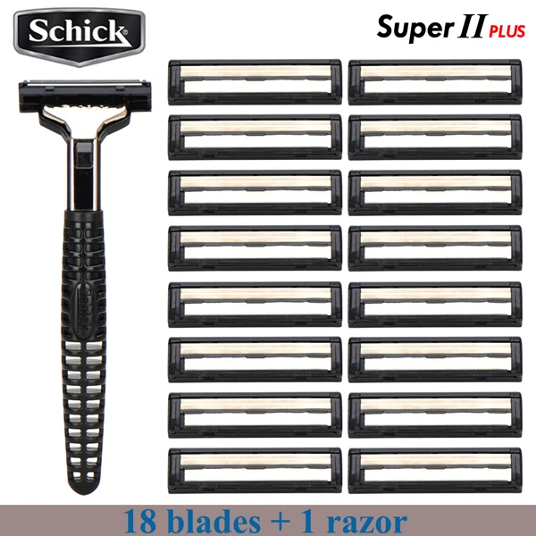 18 лезвий+ 1 оригинальная бритва Schick Super II PLUS набор лезвий для мужчин опыт смазки бритв - Цвет: 18 blades 1 razor