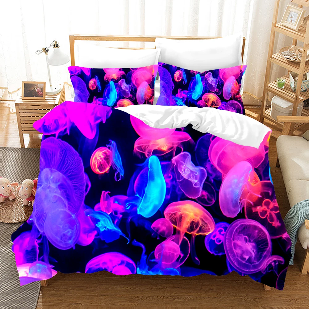 3D Jellyfish Super clear printing bedding set Duvet Covers Pillowcases comforter bedding sets bedclothes bed linen bedclothes