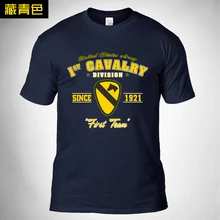 Новая мужская футболка с круглым вырезом, хлопок, американская армия, 1-й кавалерийский дивизион, ветеран, тактическая футболка, походная охотничья футболка