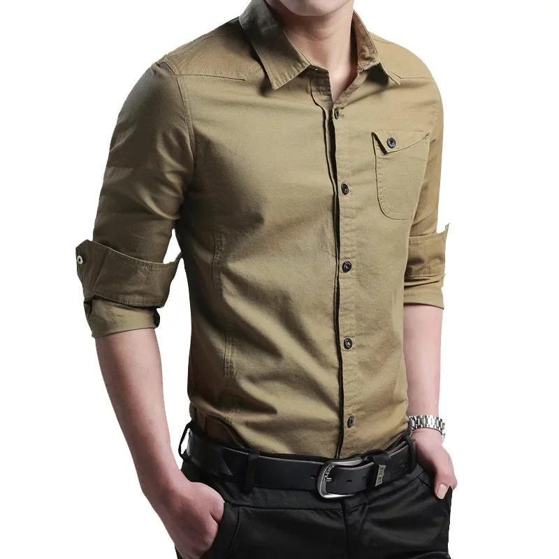  Shirts for men New Thin Breathable Military Men Shirts Long Sleeve Slim Men's Shirts Summer 2019 Bu