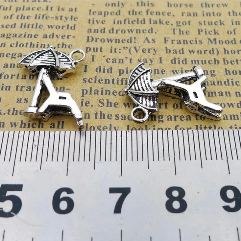 25Pcs 16x20mm Antique Silver Beach Chair Umbrella Charms DIY Jewelry Making 25Pcs 16x20mm Antique Silver Beach Chair Umbrella Charms DIY Jewelry Making