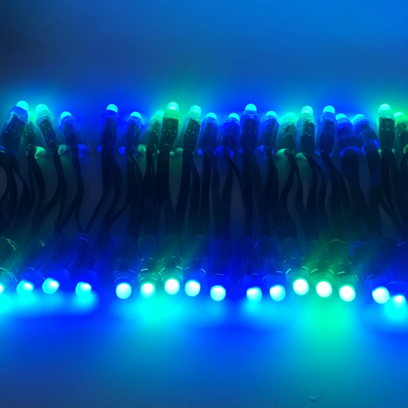 100 шт. WS2811 IC RGB светодиодный модуль шнура DC5V DC12V 12 мм зеленый провод водонепроницаемый IP68 цифровой полноцветный светодиодный светильник