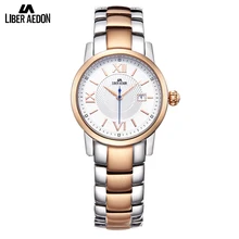 Liber Aedon Ladies Fashion Gold Stainless Steel Women Watches Anique Design Sport Quartz Easy Read Roman Numerals Women Watches