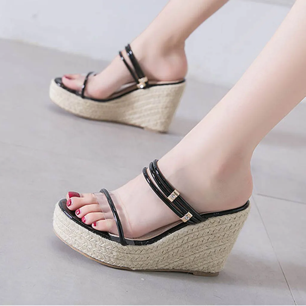 

Shoes Woman Slippers Rome Summer Black Wedges Womens Shoes Outdoor Bow Knot Ladies Sandals Causal Women Shoes chanclas de mujer