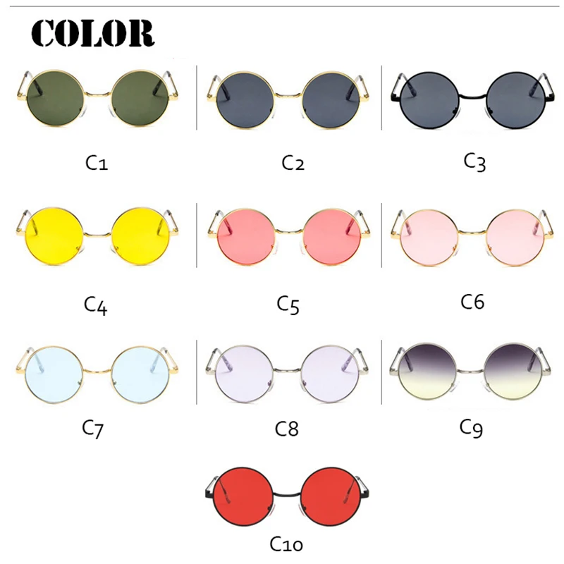 Круглые Солнцезащитные очки для женщин, металлическая оправа, океанские цветные линзы, зеркальные прозрачные линзы, солнцезащитные очки для женщин, маленькие солнцезащитные очки в стиле хип-хоп
