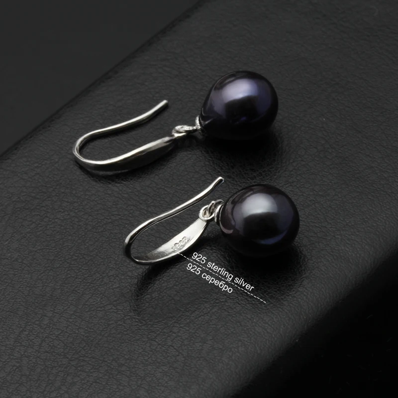 Real freshwater gray pearl earrings for women,wedding 925 sterling silver jewelry black natural pearl earring girl birthday gift