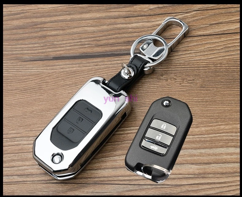 High-grade Zinc alloy+Leather Car Key Case For Honda Accord FIT Crosstour HR-V CR-V Odyssey Civic Spirior key Chain Car Covers