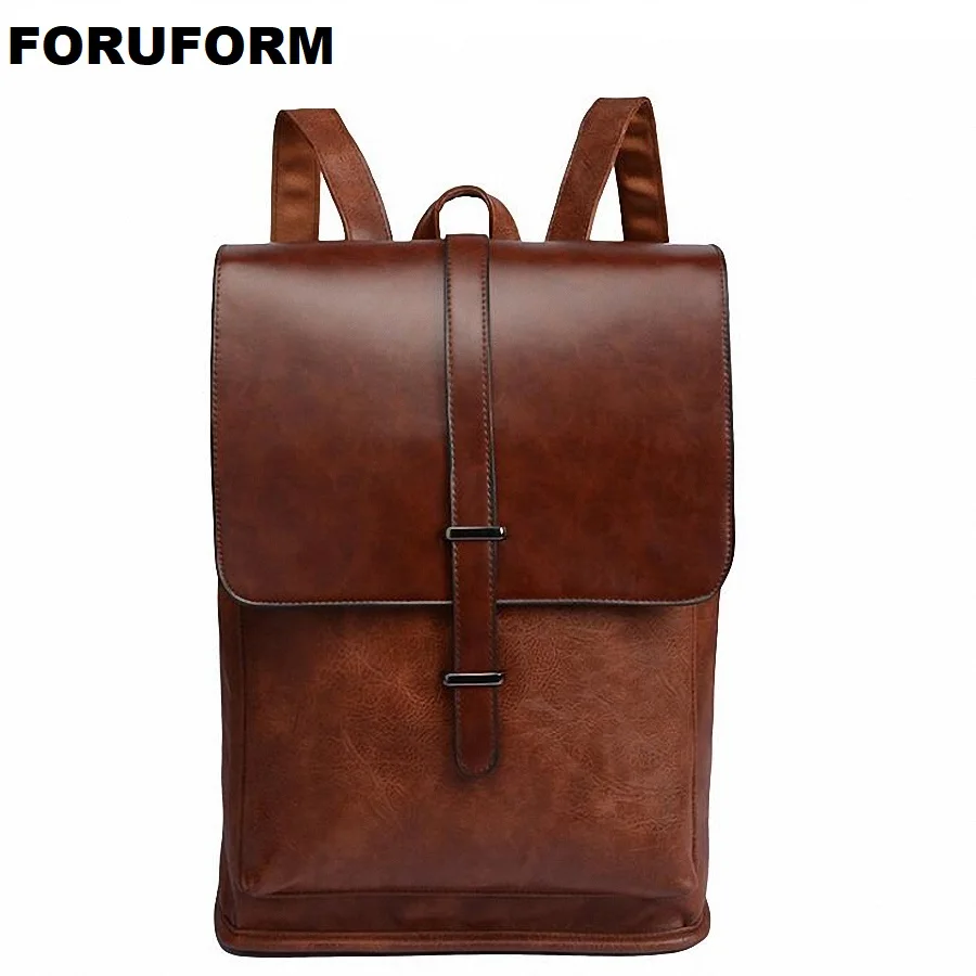 

2018 Backpacks For Men Bags PU Leather Men's Shoulder Bags Fashion Men Business Casual School Boys Vintage Men Backpack LI-2128
