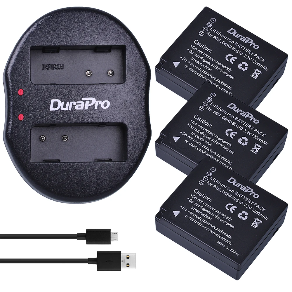 DuraPro 3pcs DMW BLG10 DMW BLG10 Li ion Battery USB Dual Charger for Panasonic BLG10E BLG10GK