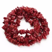 1 nici 5-8mm Approx.80cmNatural nieregularne żwir czerwony kamień koralowy koraliki dla kobiet naszyjnik DIY bransoletka komponenty do wyrobu biżuterii