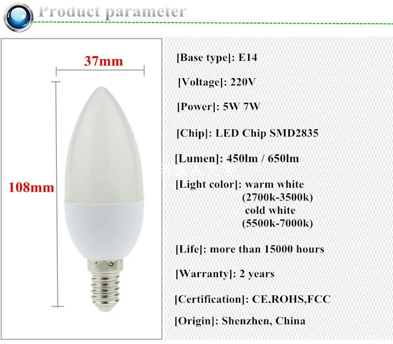 1X5 Вт 7 Вт Светодиодная свеча лампа E14 E27 220 В энергосберегающий прожектор теплый/холодный белый chandlier хрустальная лампа ампула Bombillas Home Lig