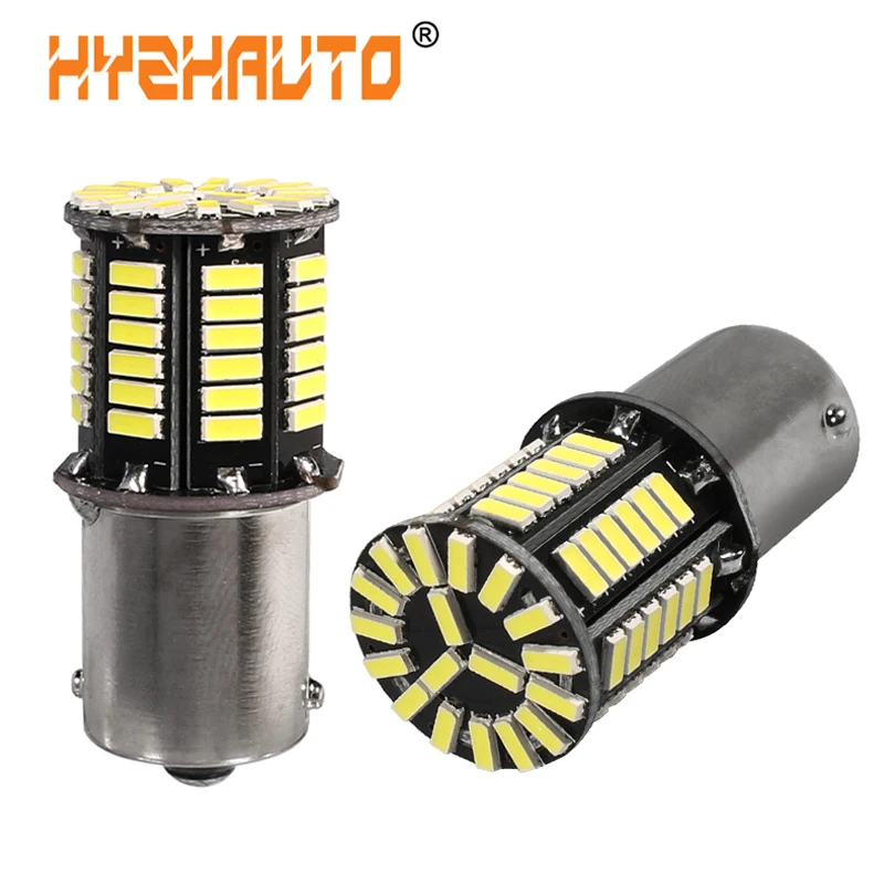 HYZHAUTO 2 шт 1156 Ba15s P21W свет 4014 66 SMD S25 автомобиля авто светодиодные Фары заднего хода