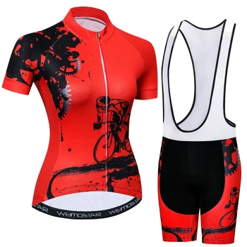 

2020 Pro Team Cycling Jersey Sets Women Shirt Summer Short Sleeve mtb Bicycle Bike Cycling Shorts Gel Pad Clothing Red Gear