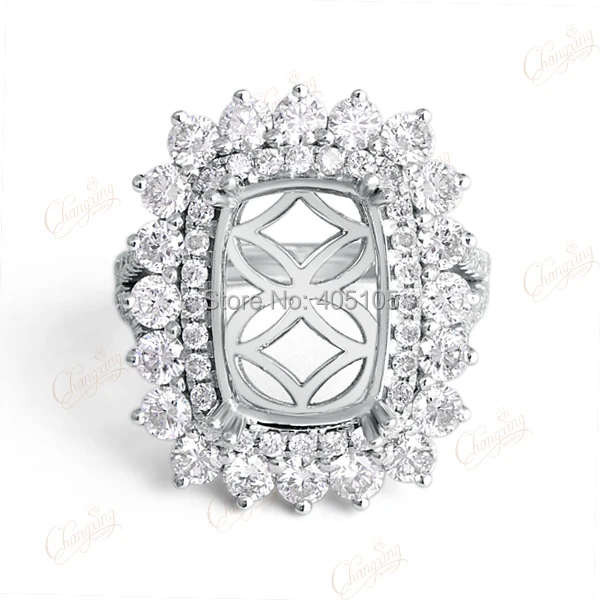 

8.5x12mm Cushion Solitaire 14kt White Gold Vinage Design Engagement Semi Mount Ring
