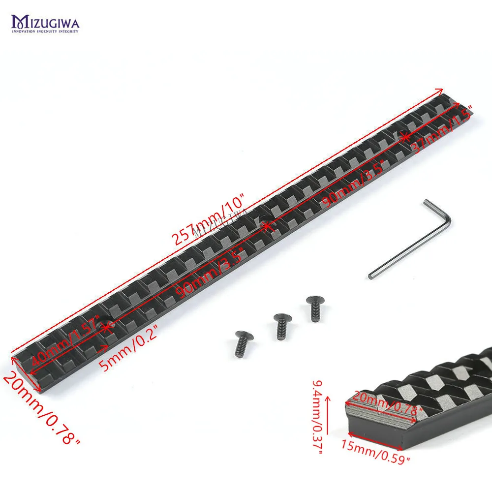 MIZUGIWA тактический прицел Крепление Пикатинни Вивер 20 мм адаптер 25 слотов 257 мм прицел база винтовка страйкбол охота Каза