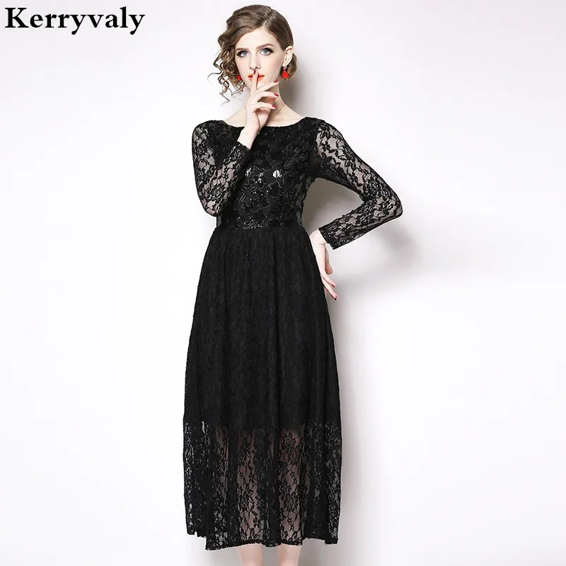 

Spring Long Sleeve Women Black Lace Dress Vestidos Verano 2019 Casual Dress Robe Moulante Femme Streetwear K6160