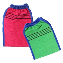 1 шт случайный цвет Душ Спа отшелушиватель двухсторонняя перчатка для ванной очищающий скраб для тела рукавица удаление ороговевшей кожи