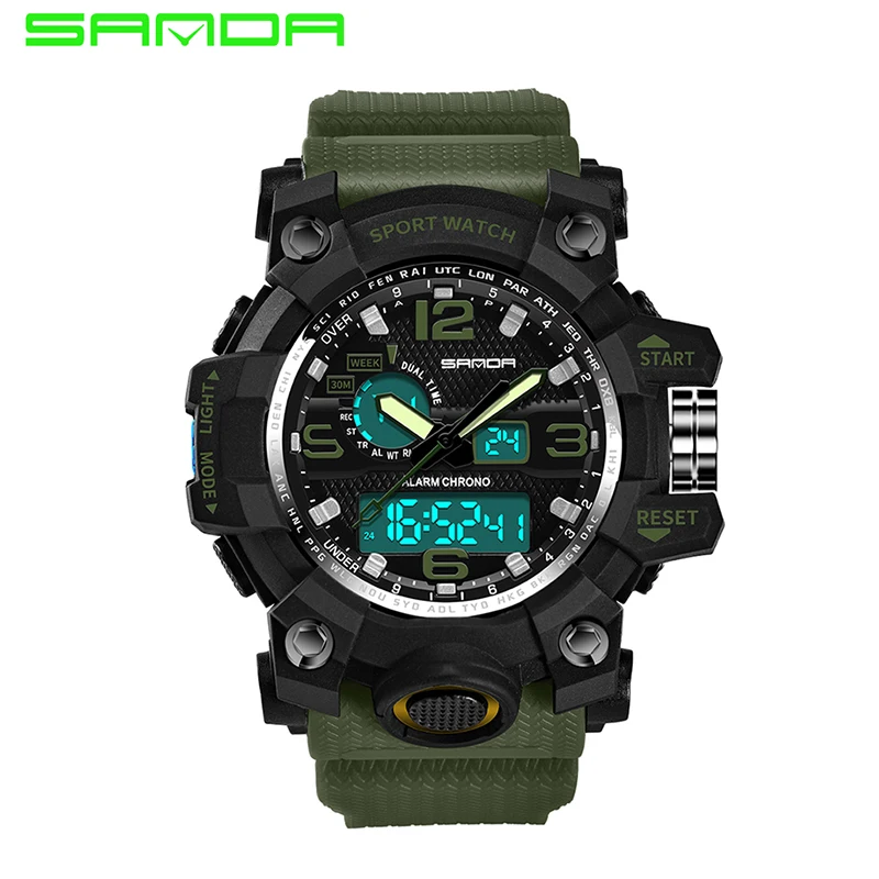 SANDA Luxury Brand Mens Sports Watches Dive Quartz Digital LED Military Watch Men Fashion Big Dial Watches relogio masculino SANDA Luxury Brand Mens Sports Watches Dive Quartz Digital LED Military Watch Men Fashion Big Dial Watches relogio masculino