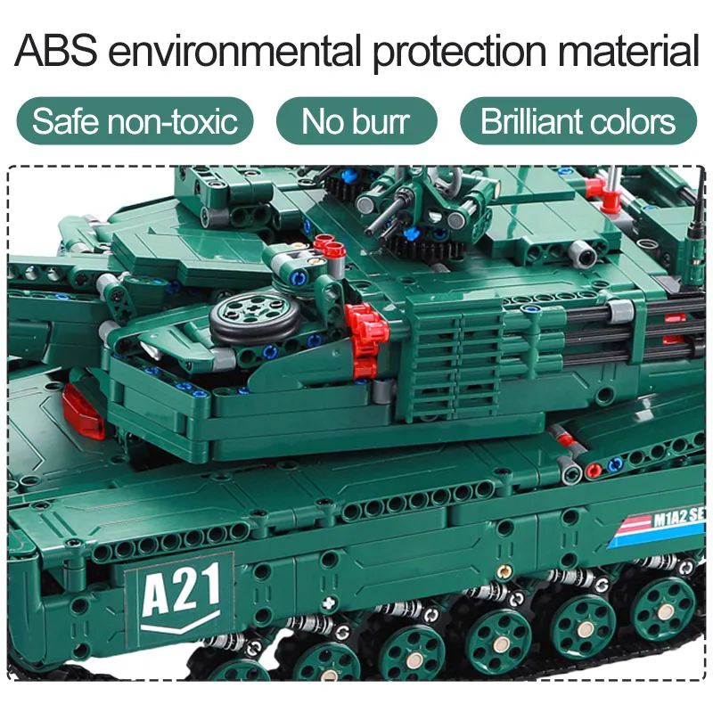  cada 1498CPS RC Military M1A2 tank Model Building Blocks Bricks Remote Control Car Compatible legoi