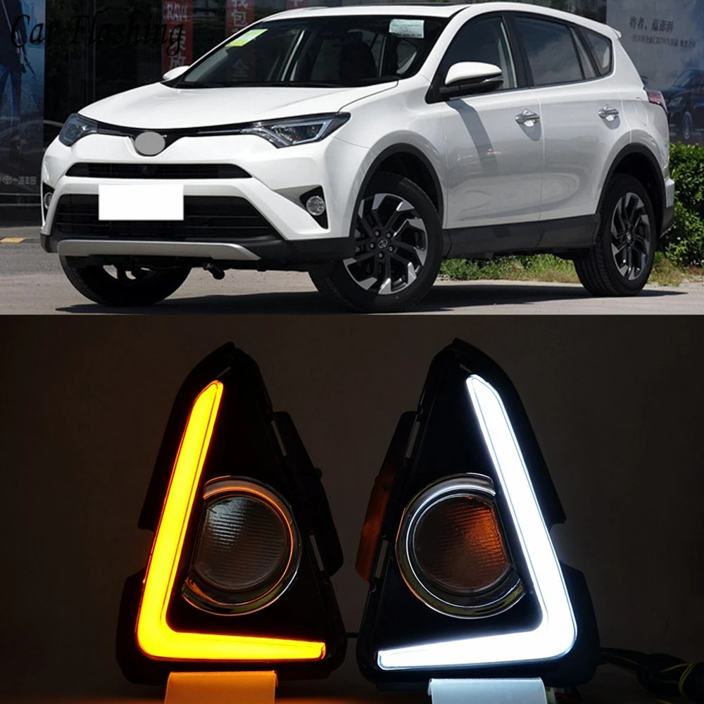 

2PCS LED For Toyota RAV4 2016 2017 2018 Car LED DRL Daytime Running Lights Turning Signal Fog Lamp Auto Lights Lamp Accessories