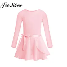 FEESHOW/детское балетное платье-пачка для девочек; розовое трико с короткими рукавами для гимнастики; Комплект боди; балетный костюм для танцев балерины