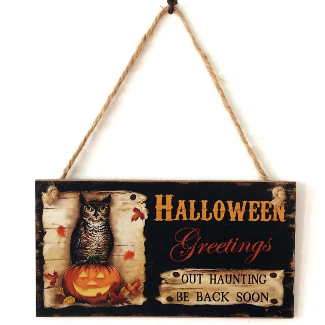 Halloween Wooden Door Hanging Plaque Board Sign Art Party Home Wall Decor