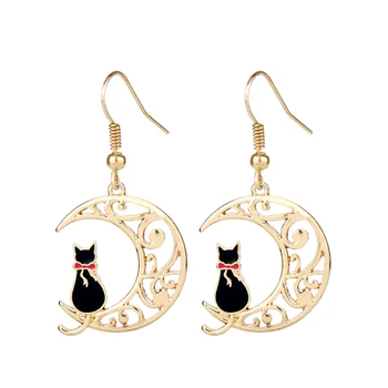 

HANCHANG Women Girl Christmas Gift Anime Sailor Moon Cosplay Earring Jewelry Moon Cat Eardrop Accessories Dangle Earrings