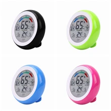 Digital LCD Indoor Touch Screen Thermometer Hygrometer Round Wireless Electronic Temperature Humidity Meter C/F Weather Station