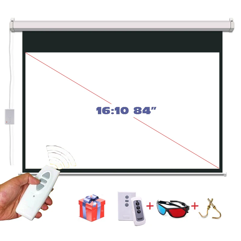 

HD 84 inches 16:10 Electric Projector Screen Motorized Proyeccion 3D Projection Screens with Remote Controller