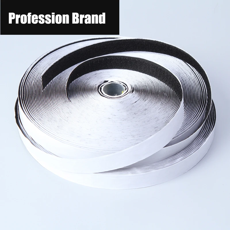 2 Rolls 5/25m Black Designer Hook and Loop Self Adhesive Fastener