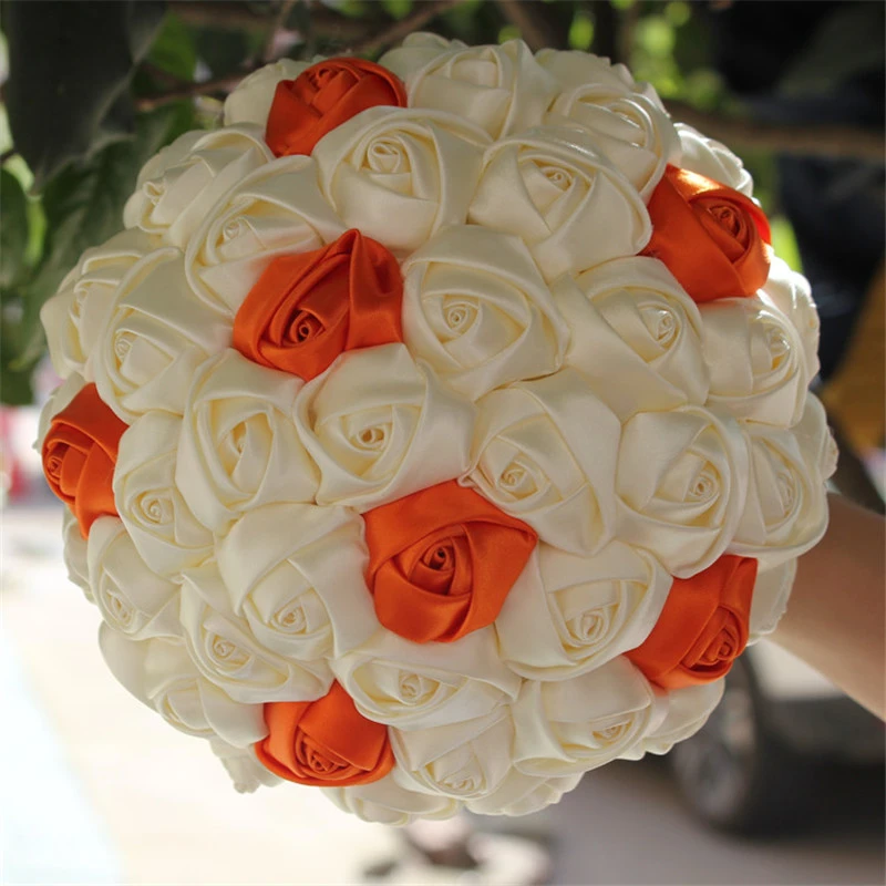 アイボリーオレンジトス人工花の泡ボールウェディングbridemaidsブーケ耐久性のあるシルクスロー結婚式bouque W223 2 Ball Wedding Flower Foam Ballsartificial Flower Foam Aliexpress