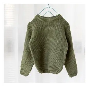 Осенние свитера для маленьких девочек, детская одежда, новая трикотажная одежда для больших мальчиков, пуловер, свитер для мальчиков, зимние Утепленные свитера для девочек - Цвет: Green