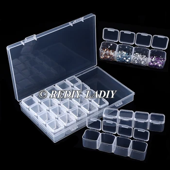 

28 Slots Diamond Embroidery Box Diamond Painting Accessory Case Clear plastic Beads Display Storage Boxes Cross Stitch Tools