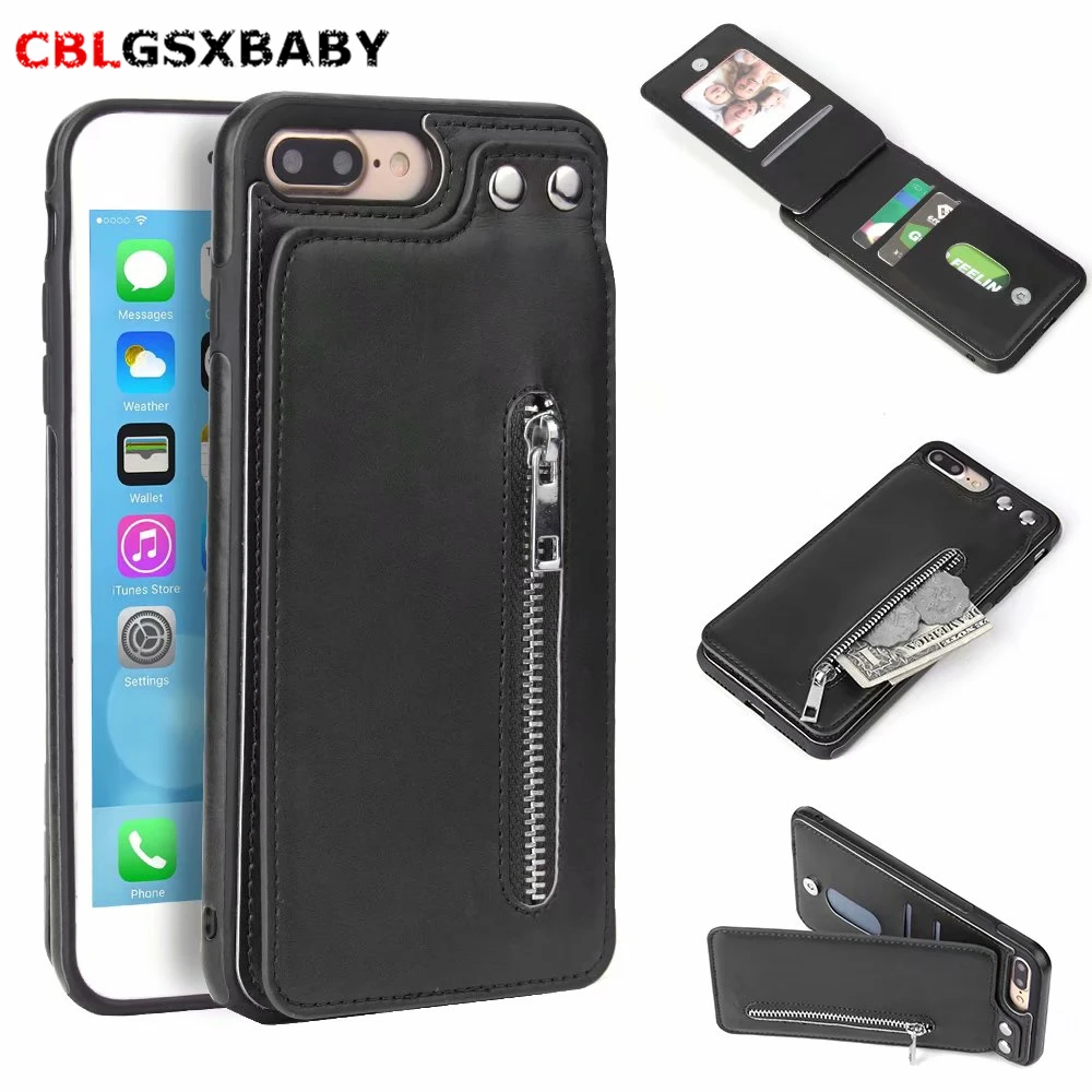

PU Leather Zipper Case For iPhone 11 Pro Max 8 Plus 7 6 s Plus X(10) Wallet Flip Stand Cover For iPhone 8 7 6 6S Plus Case Shell
