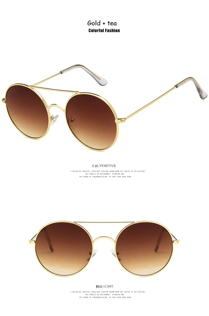 Круглые Солнцезащитные очки женские модные роскошные Ретро Металлические зеркальные солнцезащитные очки винтажная, брендовая, дизайнерская красные очки UV400