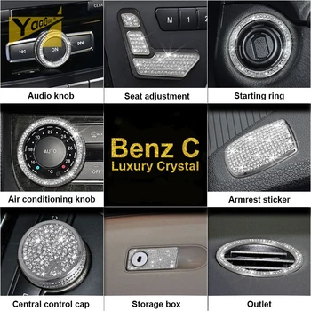 

KJAUTOMAX For Mercedes Benze C200 c180 c260 c300 Crystal Decoration Car Styling Central control Storage box clock ring
