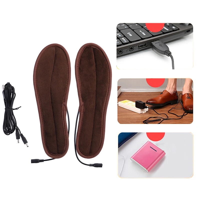 Winter Keep Warm Insoles USB Powered Plush Fur Foot Insole Heating Insoles