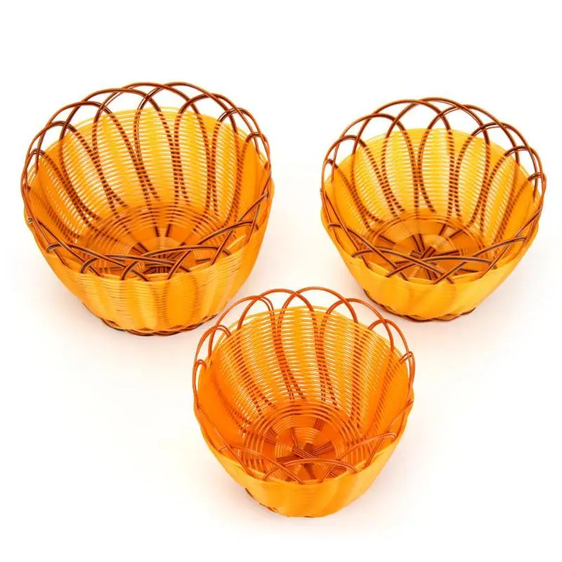 

Simulation Rattan Weaving Basket Fruit Snack Storage Box Popcorn Holder Three-Line Iron Wire Imitation Rattan Fries Basket New