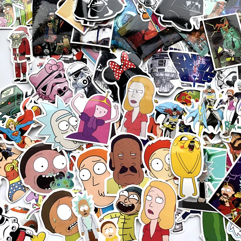 

220pcs Rick And Morty Pickle Rick Star Was Car Sticker suitcase Design Character Sticker DIY Art Costume Accessoies Decor Gift