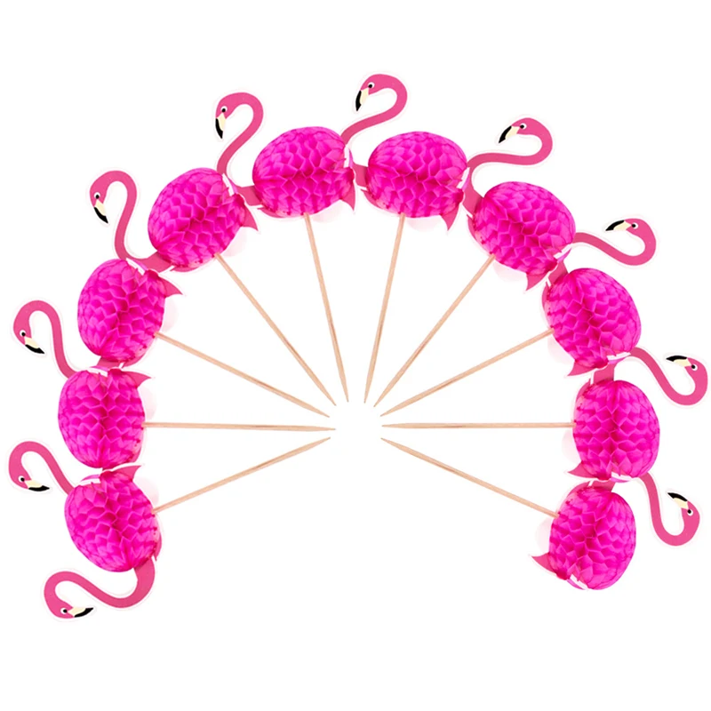 10pcs Cocktail Decorative Garnishes Umbrella Bamboo Stick Summer Tropical Luau Party Hawaiian Beach Theme Flamingo Party Decor