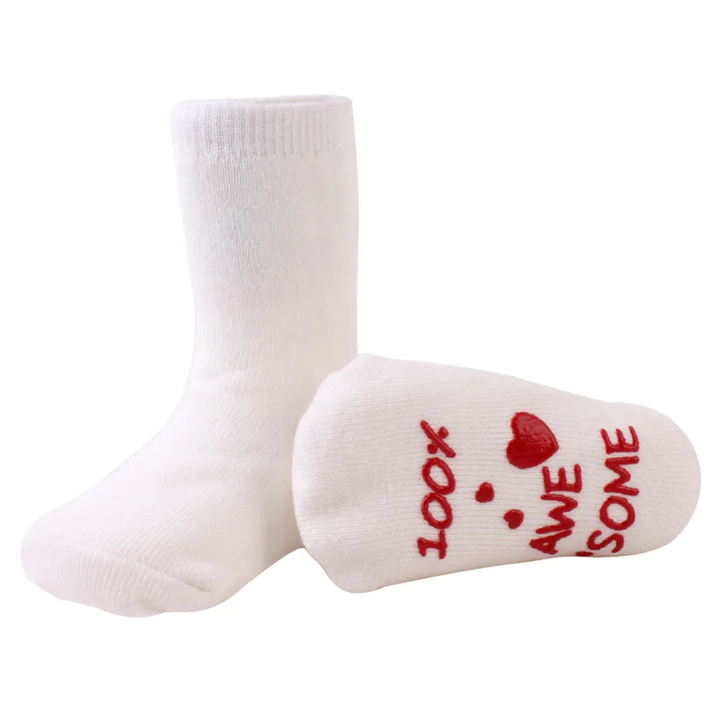 1 пара, Детские хлопковые носки с буквенным принтом для маленьких мальчиков и девочек, нескользящие носки-тапочки для девочек и мальчиков