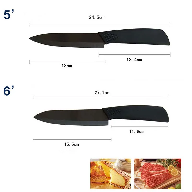 Черный набор кухонных кистей из пяти предметов " 4" " 6" дюймов+ Овощечистка+ крышки из циркония, набор керамических ножей с черным лезвием