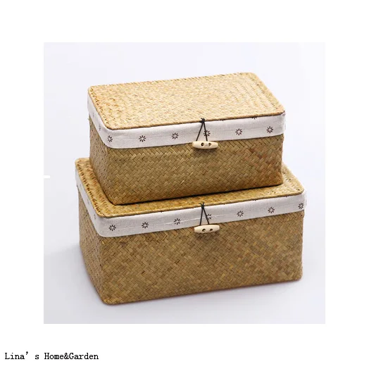 stackable 2 pieces nature seagrass trunks with liner | Дом и сад