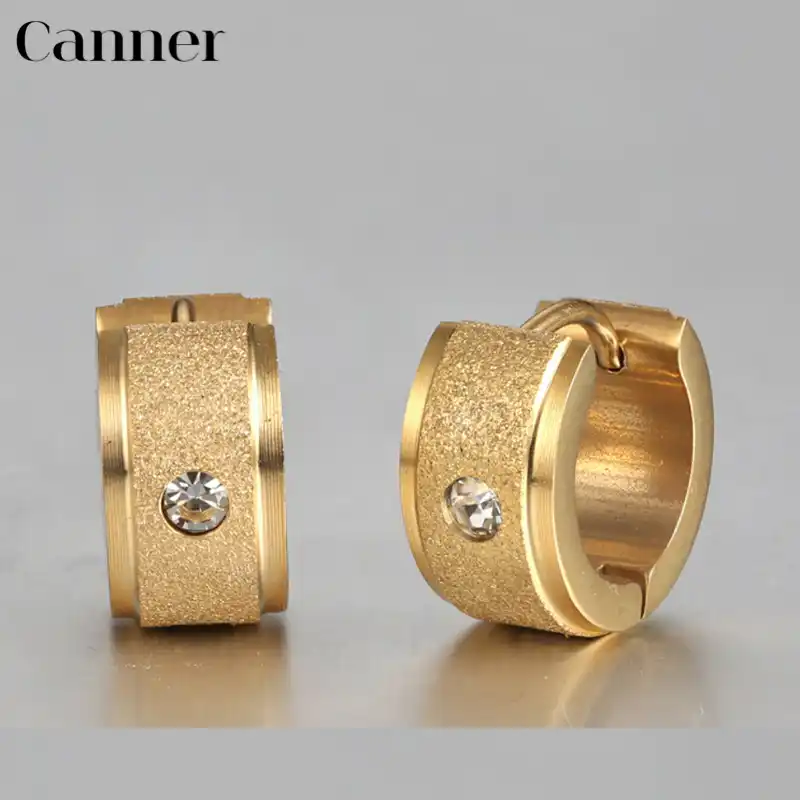 Маленькие серьги-кольца Canner крошечные из нержавеющей стали круглая серьга круга для женщин и мужчин матовое лицо кристалл сережки клип brincos